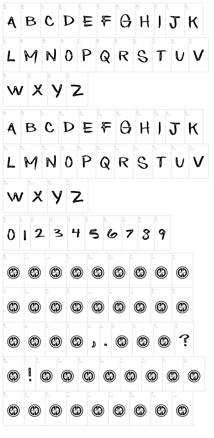 Eatn Cake font map